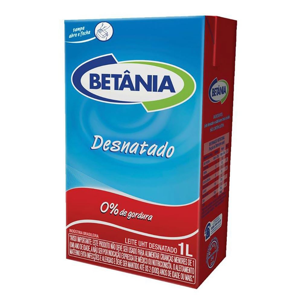 LEITE UHT DESNATADO BETANIA 12X1000ML